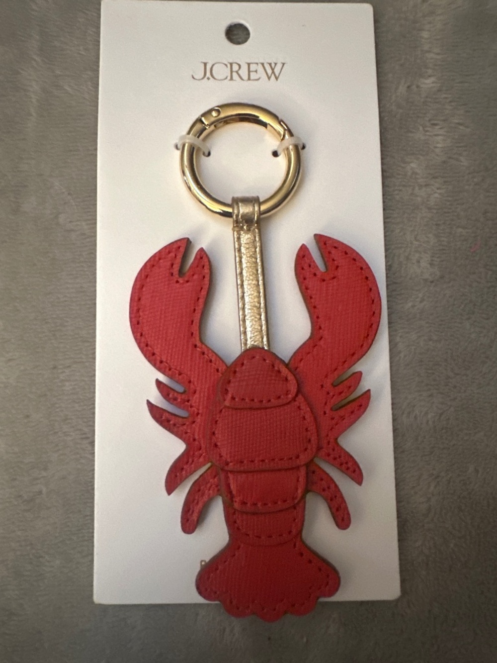 NEW J CREW LOBSTER LEATHER KEY FOB BAG CHARM